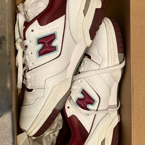 Adorable red and blue new balance sneakers 550s